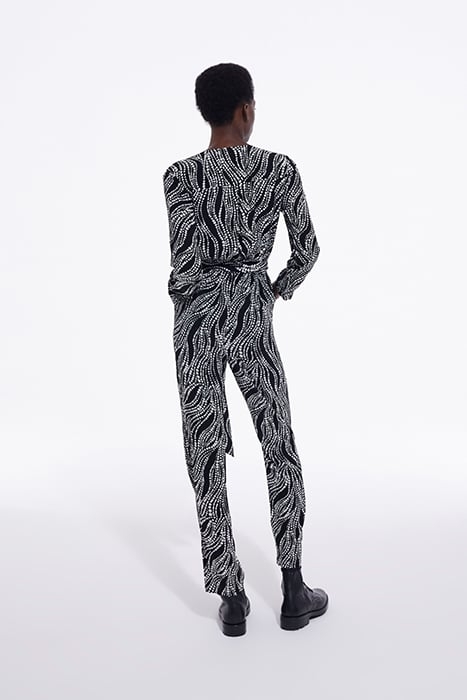 PRINT PEARL LONG-SLEEVED JUMPSUIT BLACK WHITE 2
