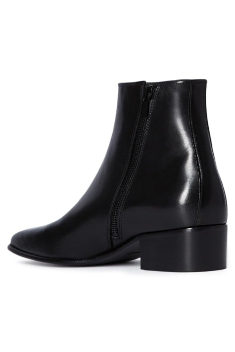LEATHER ANKLE BOOTS WITH INTERIOR ZIP BLACK 2