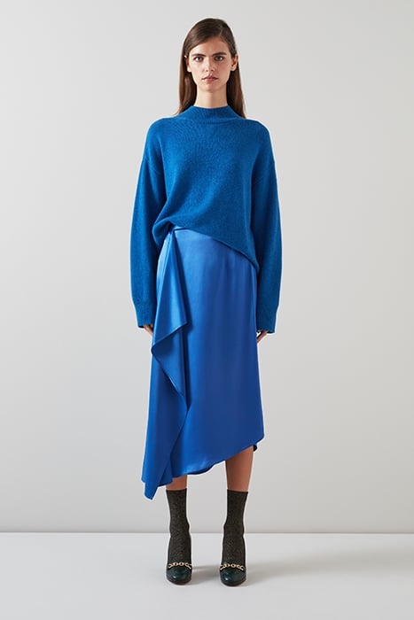 SK ZOE - SATIN DRAPE SKIR BLUE 2