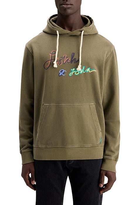 GARMENT-DYED LOGO HOODIE ALGAE 1