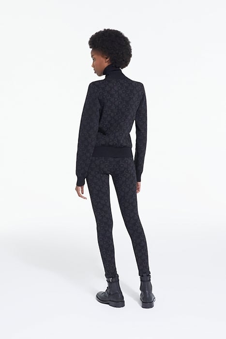 MOCK NECK SWEATER IN ALL OVER LOGO JACQUARD BLACK DARK GREY 4