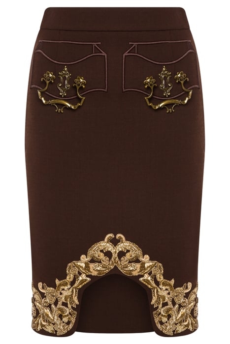 HANDLE WITH CARE CRÊPE SKIRT BROWN 3