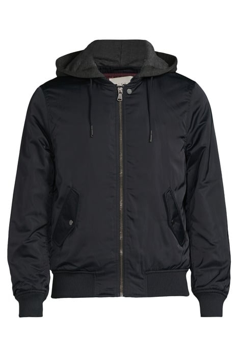 NAVY NYLON BOMBER JACKET WITH DETACHABLE HOOD NAVY 3