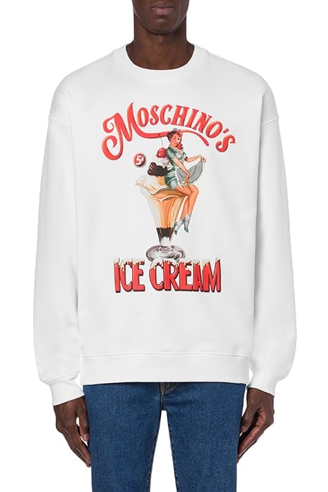 MOSCHINO'S ICE CREAM COTTON SWEATSHIRT WHITE 1