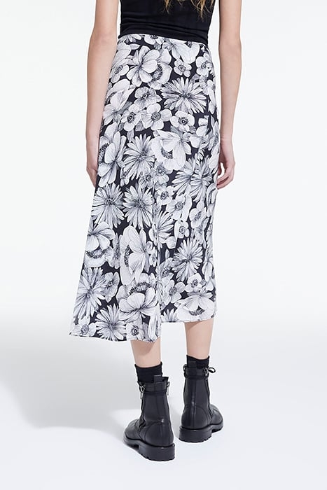 ROMANTIC GARDEN LONG SKIRT BLACK WHITE 4