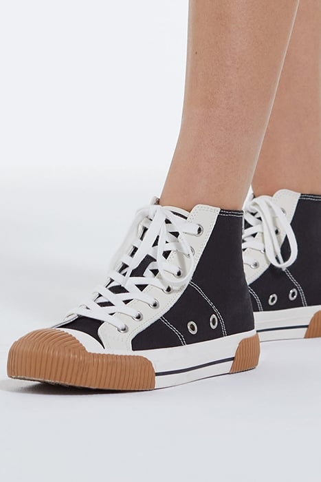 HIGH-TOP CANVAS SNEAKERS WITH LEATHER INSERTS BLACK 5