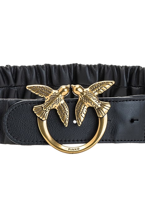 LOVE RUFFLE BELT H4 NAPPA BLACK-ANTIQUE GOLD 2