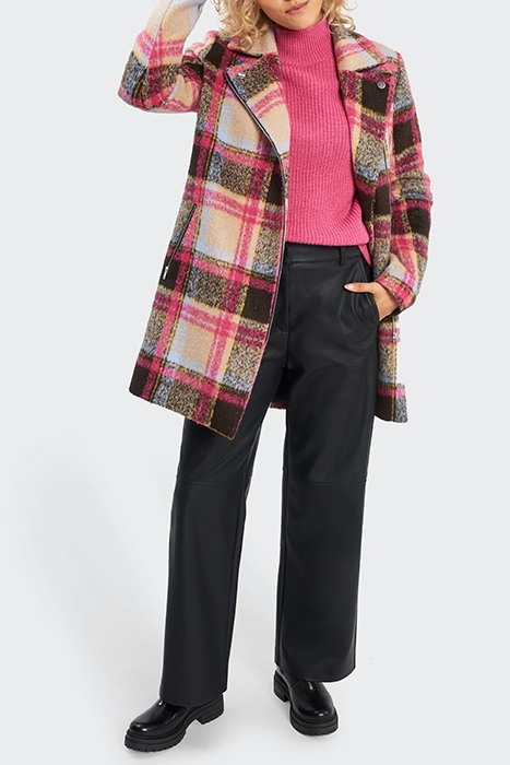 FLASH PINK CHECK BIKER-STYLE COAT PINK 3