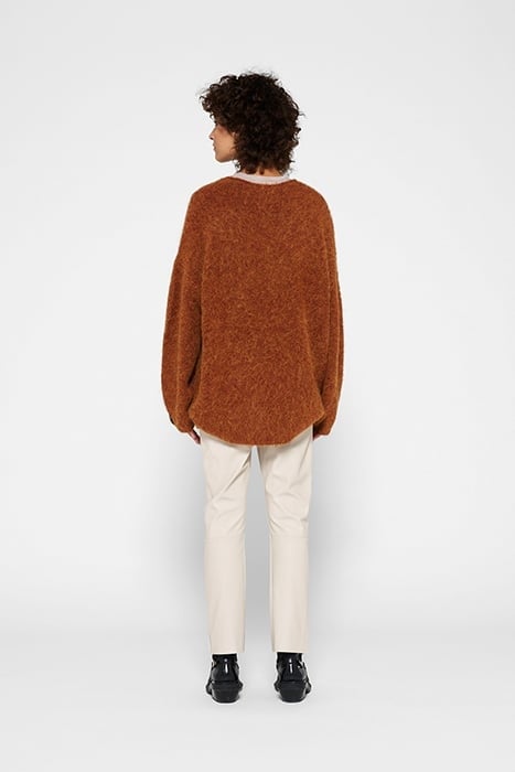 OVERSIZED SWEATER HAIRY KNIT SADDLE BROWN 2
