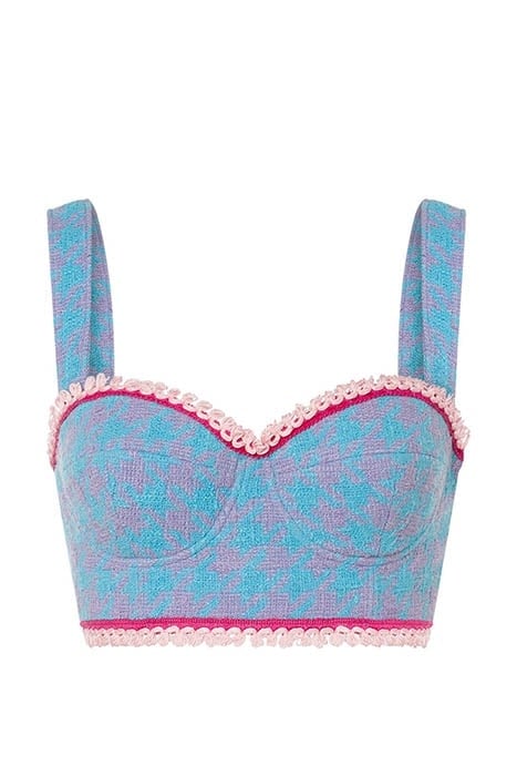HOUNDSTOOTH COTTON AND NYLON BRALETTE BLUE 3