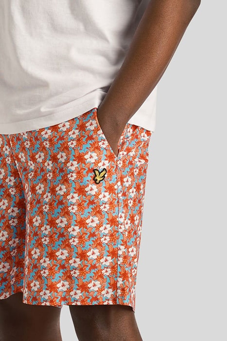 FLORAL PRINT RESORT SHORT TANGERINE TANGO 3