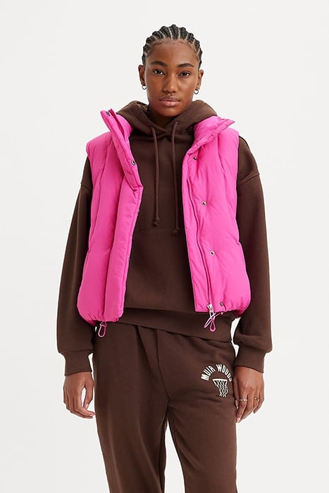 PILLOW PUFFER GILET IN PINK 1