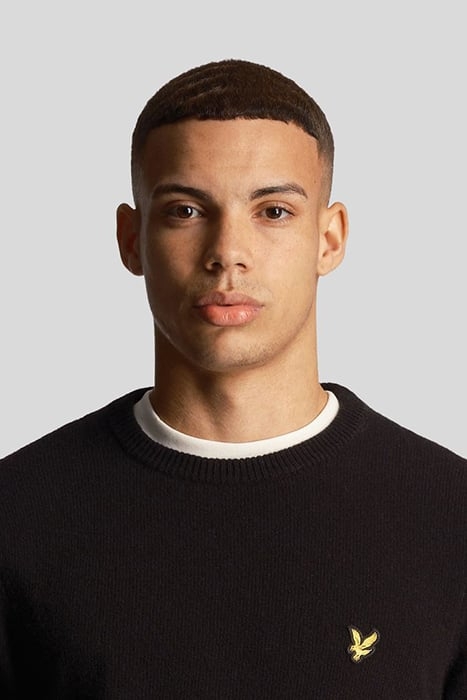 CREW NECK LAMBSWOOL BLEND JUMPER JET BLACK MARL 5