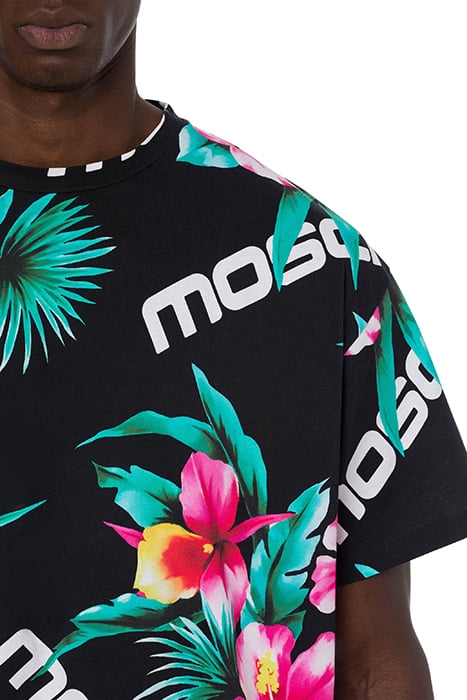 HIBISCUS PRINT JERSEY T-SHIRT BLACK 4