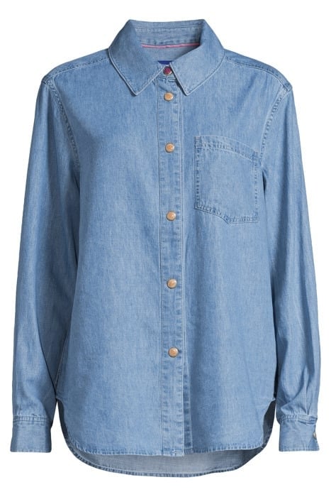 LONG SLEEVE SHIRT WITH ONE POCKET - WASHED INDIGO BLEACHED I 3