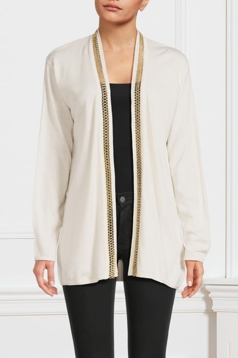 MARCIANO BY GUESS JULIA CHAIN LONG CAR PALE CARDIGAN PEARL 1