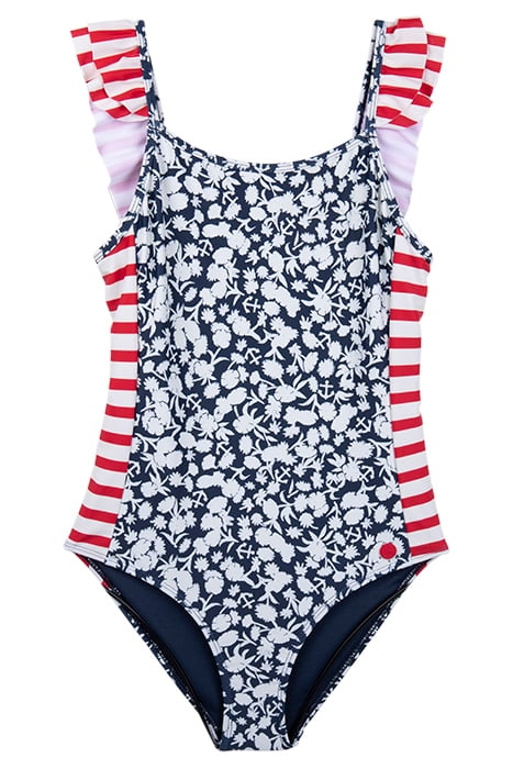 ONEPIECE PRINTED BATHING SUIT WITH RUFFLE DETAIL ANCHOR FLOR 1