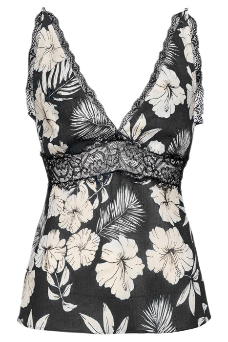 TROVATO TOP JAQUARD STAMPA FIORE GRAFICO BLACK/BUTTER 4