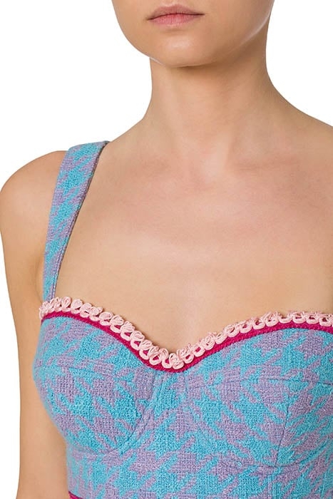 HOUNDSTOOTH COTTON AND NYLON BRALETTE BLUE 4