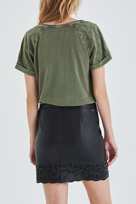 KHAKI QUILTED-SLEEVE T-SHIRT ARMY 2