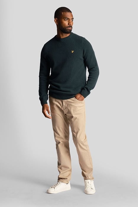 CREW NECK LAMBSWOOL BLEND JUMPER DARK GREEN MARL 3