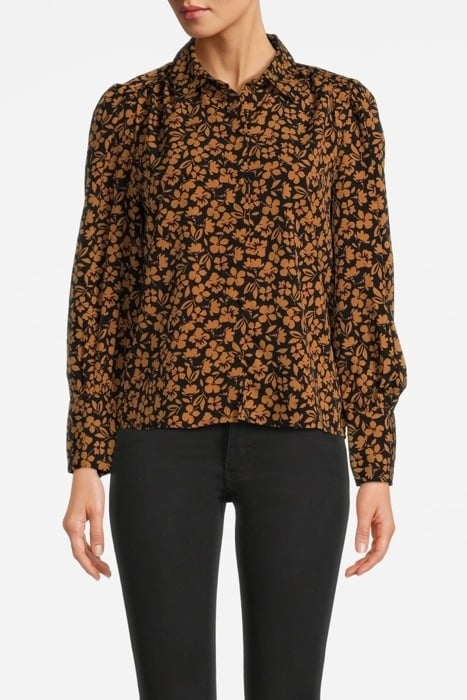 BUTTON UP WITH GATHERS CUTOUT FLORALS 1
