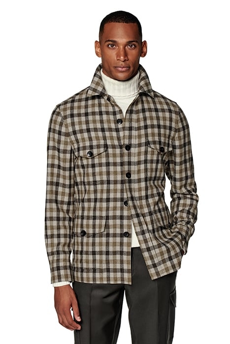 MID BROWN CHECKED RELAXED FIT SHIRT-JACKET MID BROWN 1