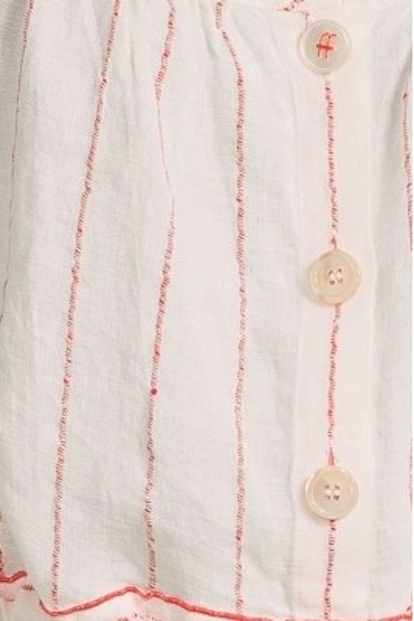 PINSTRIPE LINEN TOP RED 5