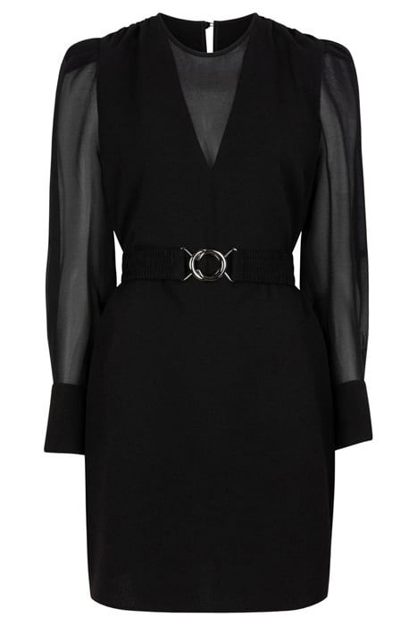 MARVEY CONTRAST SHEER DRESS RAVEN 3