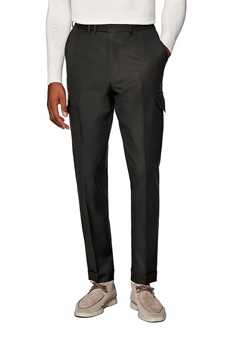 DARK BROWN WIDE LEG TAPERED TROUSERS DARK BROWN 1