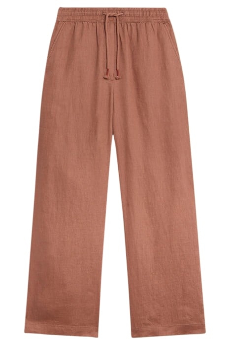 BELLE LINEN BLEND WIDE TROUSER DARK TAN 3