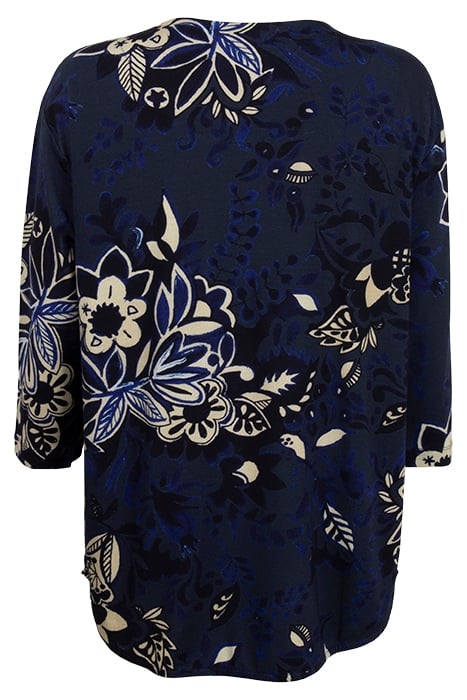 LOOSE TEE CREW 3/4 SLEEVES, PRINT DARK BLUE WITH CENTREPIECE 2