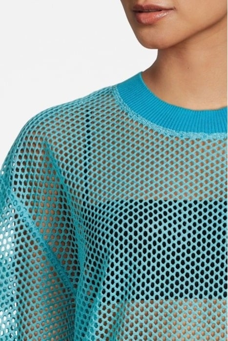 COTTON MESH T-SHIRT WITH KNITTED DETAILS SEA 4