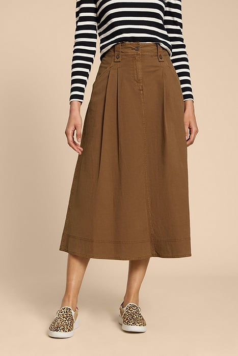 TARA CHINO SKIRT MID TAN 1