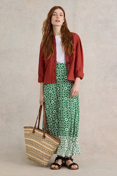 JADA ECO VERO MAXI SKIRT GREEN PRINTED 1