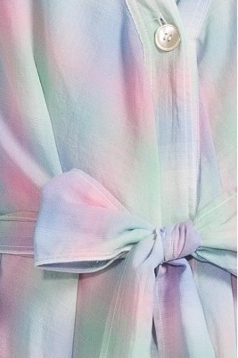 RAINBOW TARTAN VOILE LONG CHEMISIER DRESS REFLEXION 5