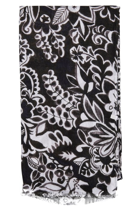 SCARF PRINT BLACK WITH OFFWHITE CENTREPIECE PRINT 2
