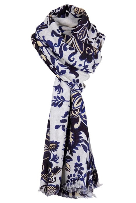 SCARF PRINT OYSTERWHITE WITH CENTREPIECE PRINT 1