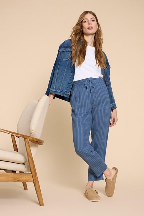 ELLE LINEN BLEND TROUSER BLUE 3