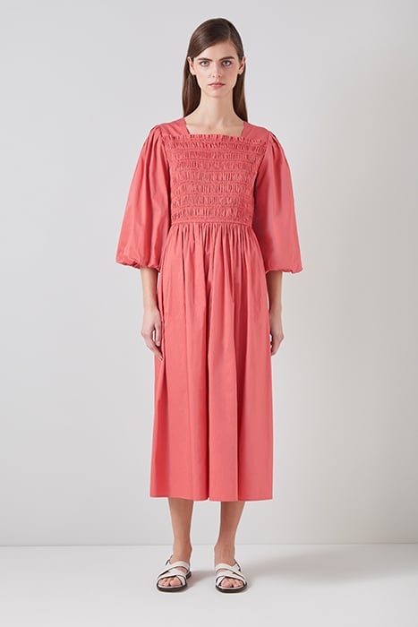 CALISTER SMOCK MIDI DRESS ROSE 1