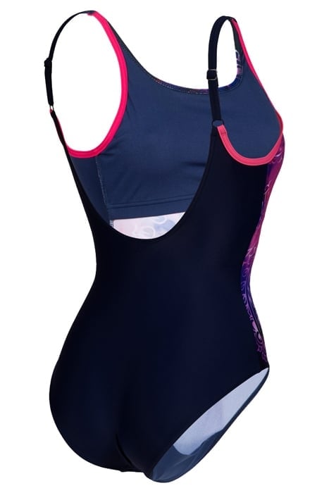 WOMEN'S SWIMSUIT U BACK PLACEMENT B NAVY-FREAK ROSE-MULTI 7