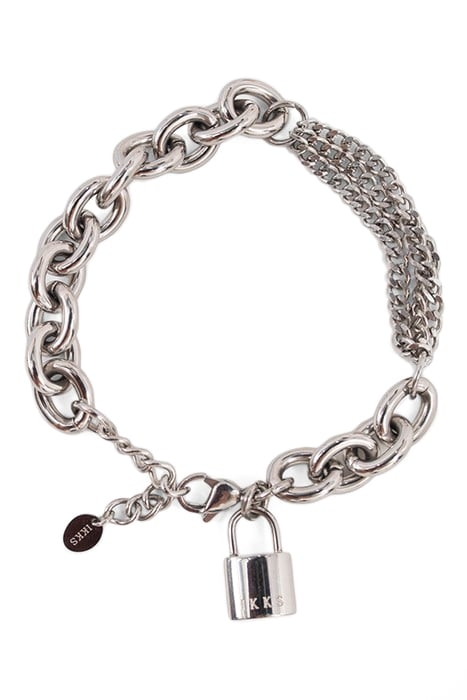 MIXED MARINE LINK AND PADLOCK BRACELET SILVER 1