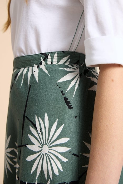 CLEMENCE LINEN BLEND SKIRT GREEN PRINTED 4