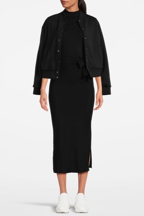 CAP SLEEVE MIDI FUNNEL NECK BLACK 1