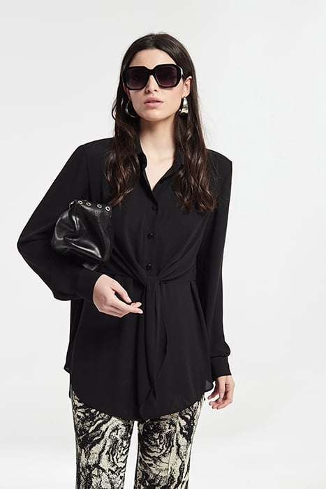CHIFFON OVERLAY SHIRT BLACK 1
