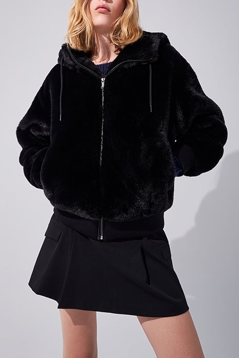 BLACK HOODED JACKET WITH GREEN CHEVRONS ON BACK BLACK 1