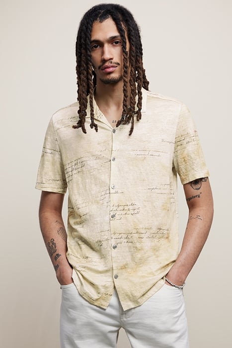 DOYERS REGULAR FIT SS LINEN CAMP SHIRT W TOAST 1