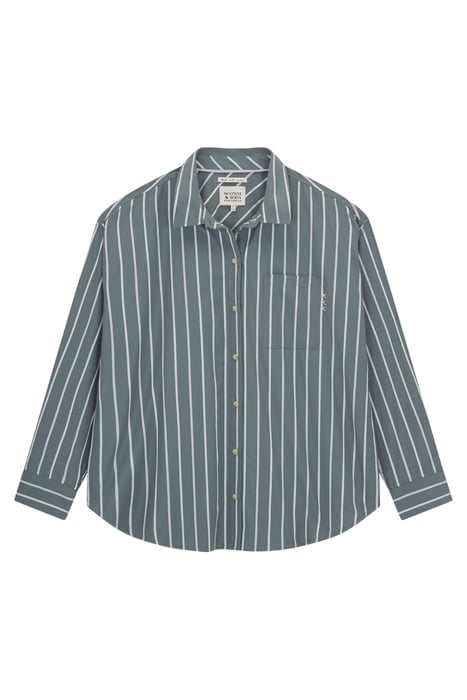 BOYFRIEND SHIRT W/ BUTTON DTL BALSAM GREEN/ORCHID PETAL 2