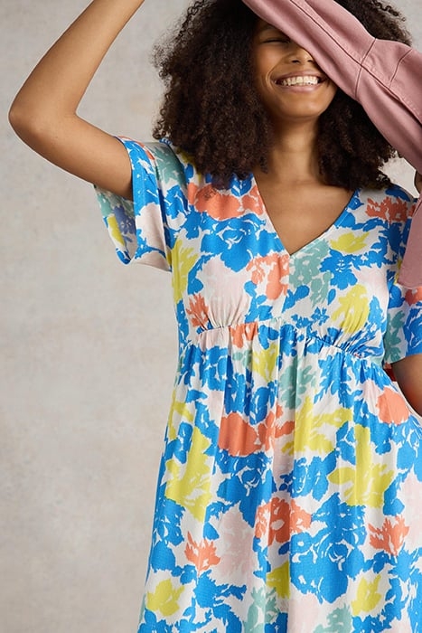 LUCY ECO VERO MINI DRESS IVORY PRINTED 3