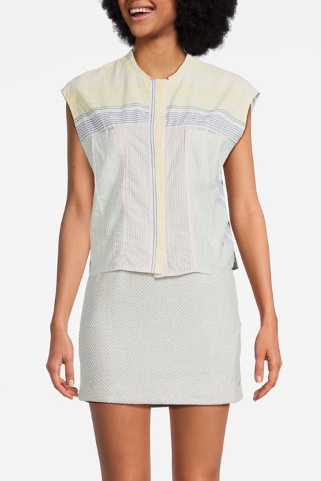 BAYADERA STRIPE POPLINE SLEEVELESS SHIRT MARSHMALLOW 1